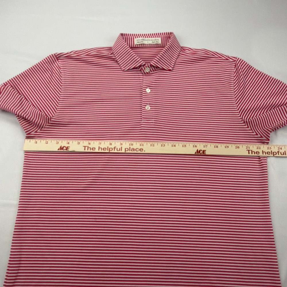 Holderness & Bourne Polo Shirt Mens Size L Red White Striped Golf Short Sleeve - Picture 3 of 9